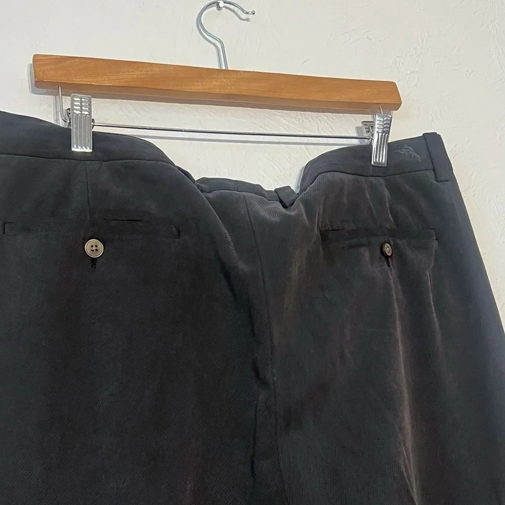 Tommy Bahama Silk Pants Mens Black Dress Casual Pleated Relax Straight Leg 38X29